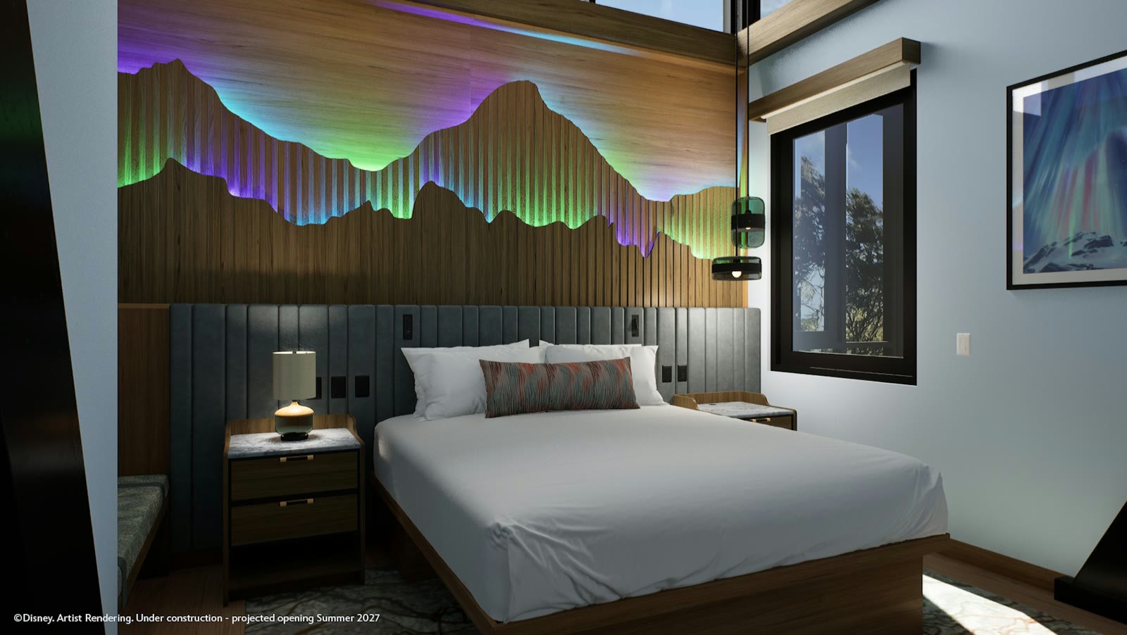 Artist rendering of a Lake House living area at Disney’s Lakeshore Lodge