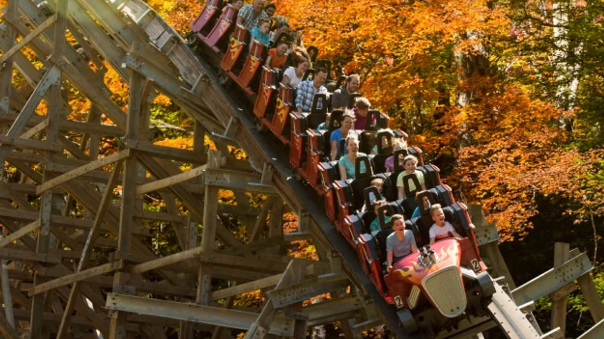 Guests riding Lightning Rod at Dollywood