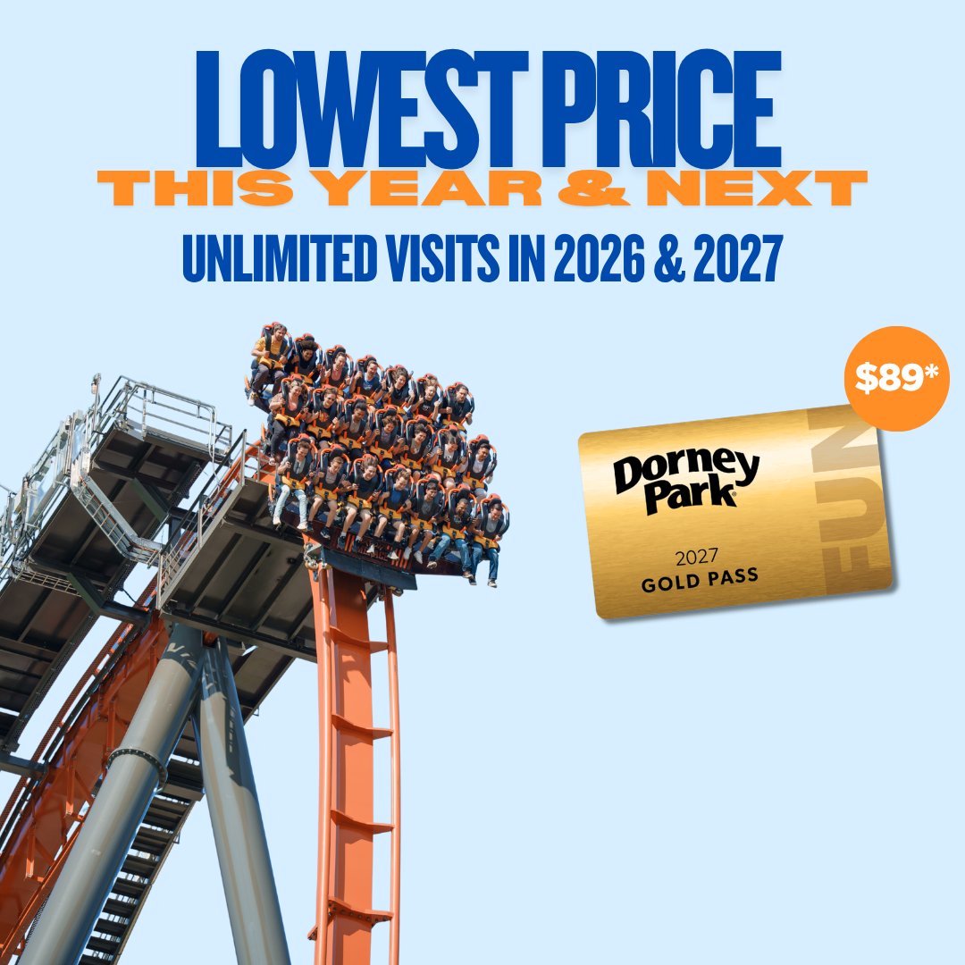 Dorney Park graphic announcing 2027 season passes are on sale