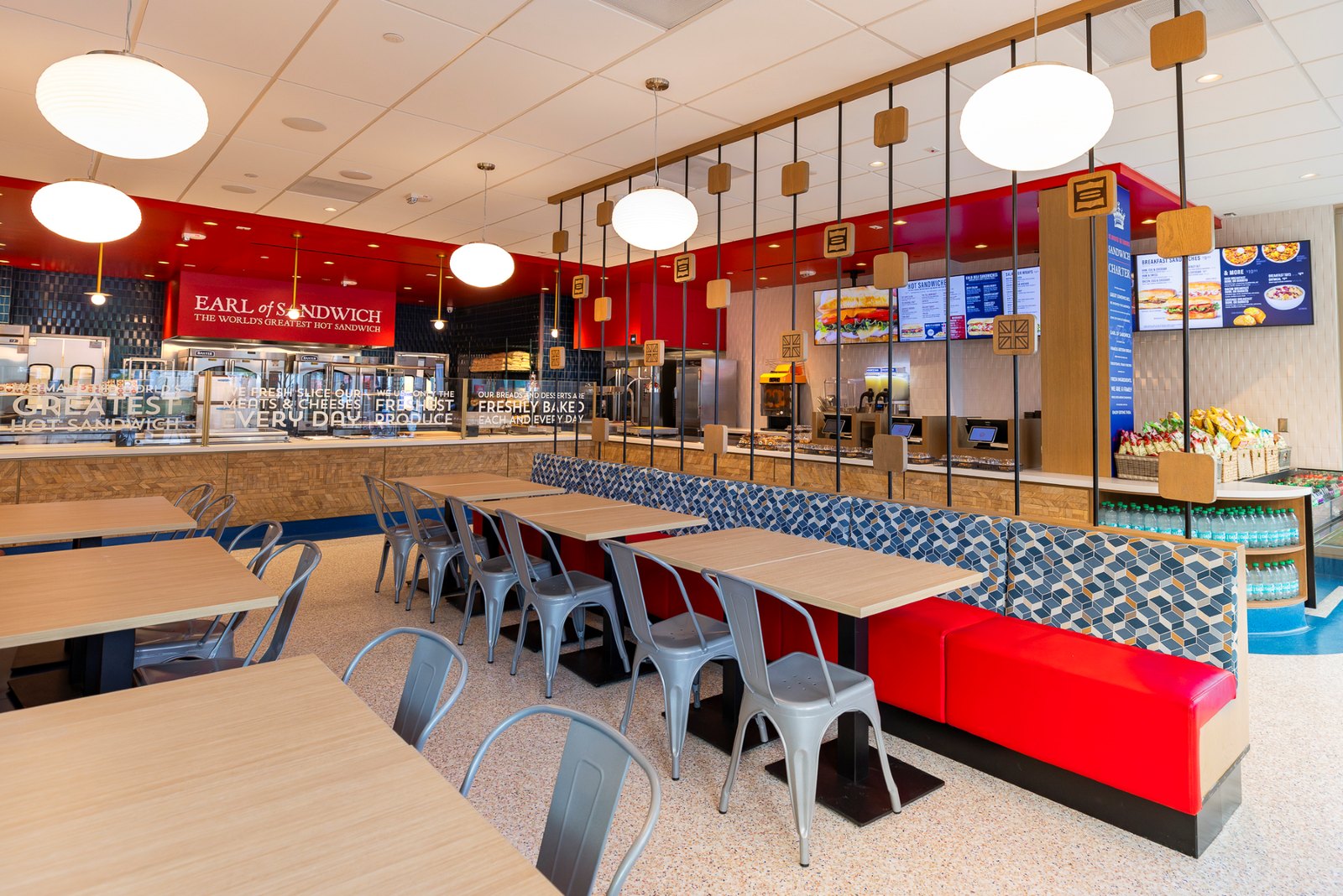 Dining room inside Earl of Sandwich at Downtown Disney District