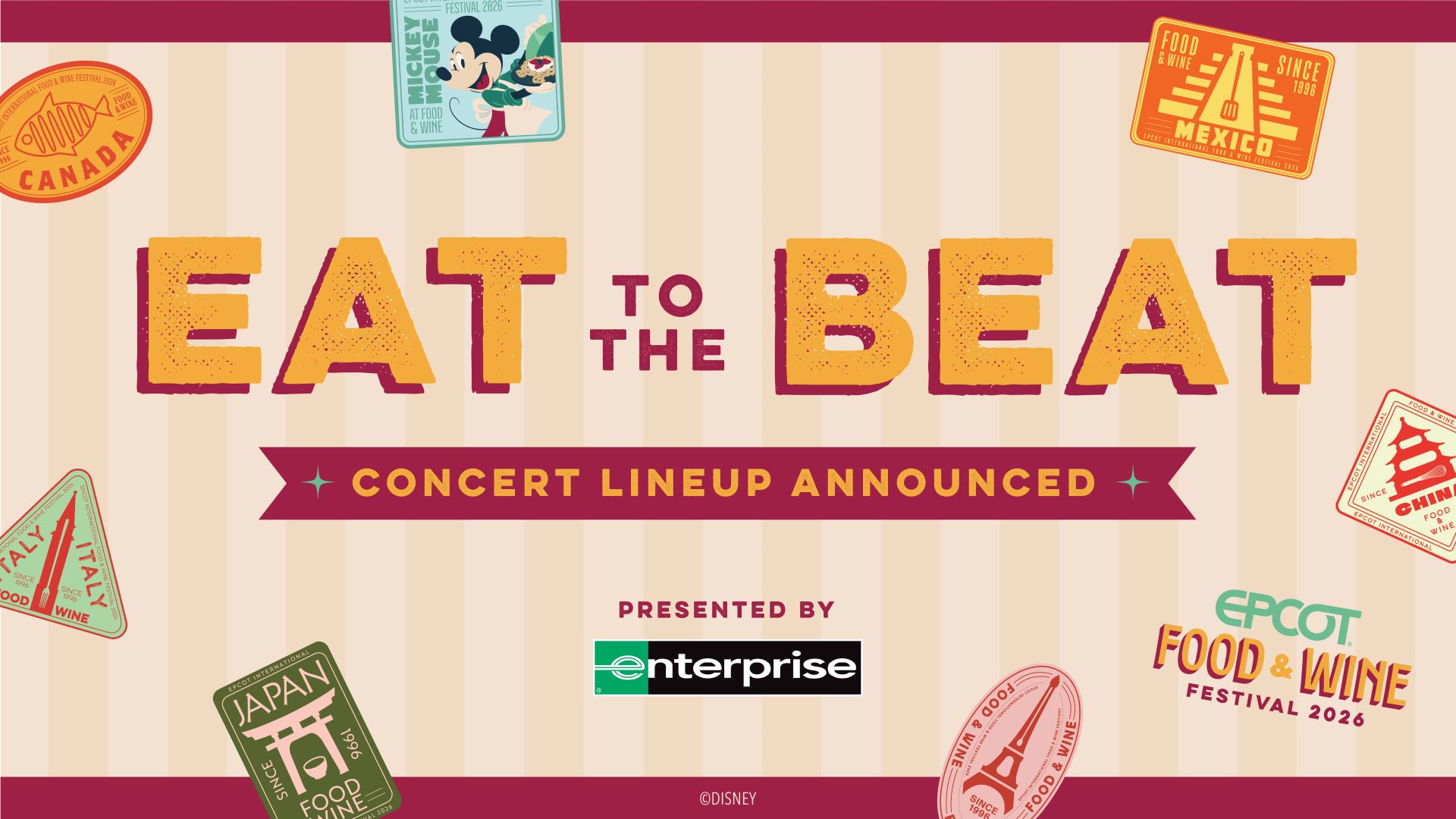 EPCOT Eat to the Beat Concert Lineup 2026 artwork from Disney Parks Blog