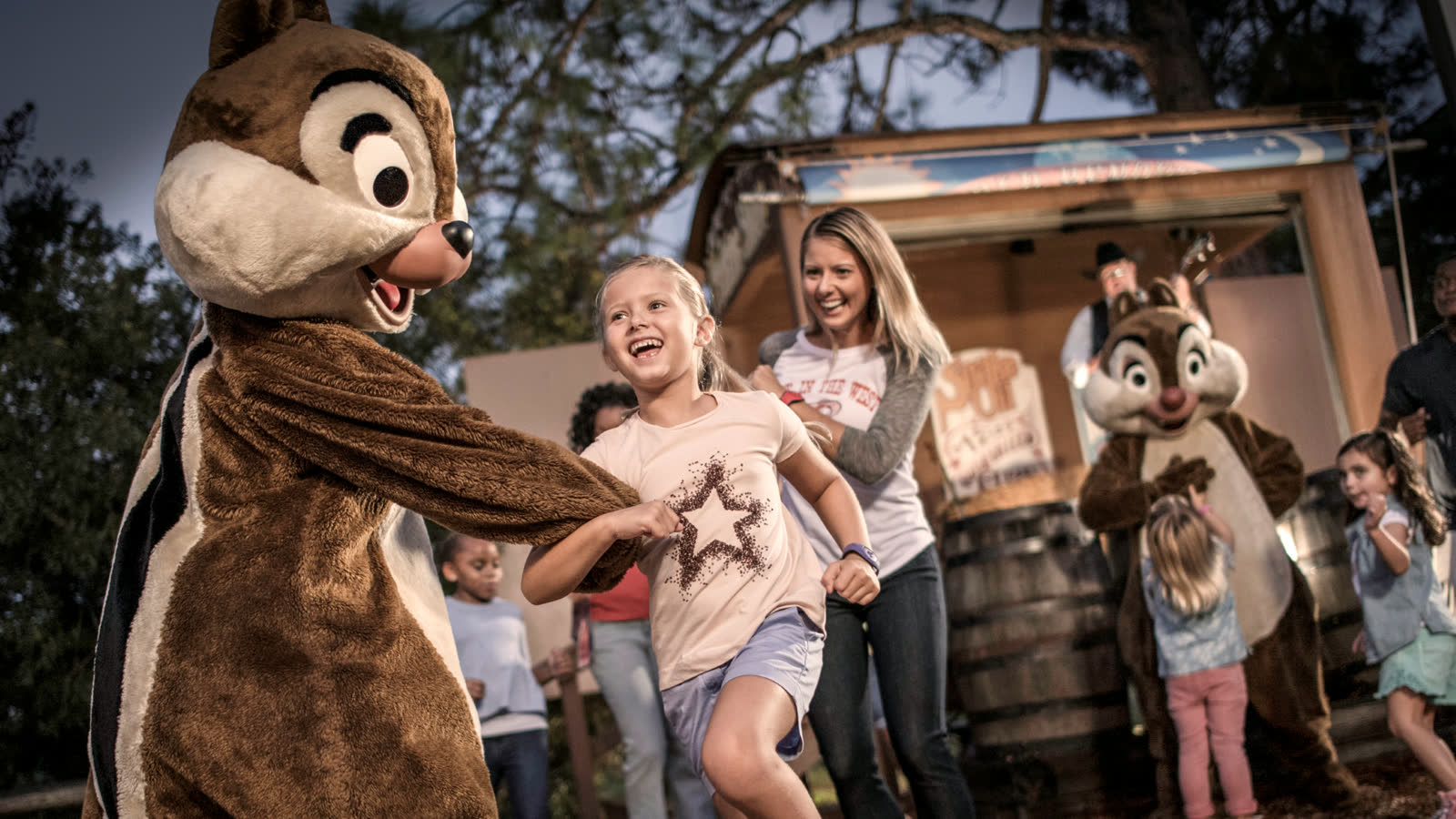 Chip and Dale at the Fort Wilderness campfire activity