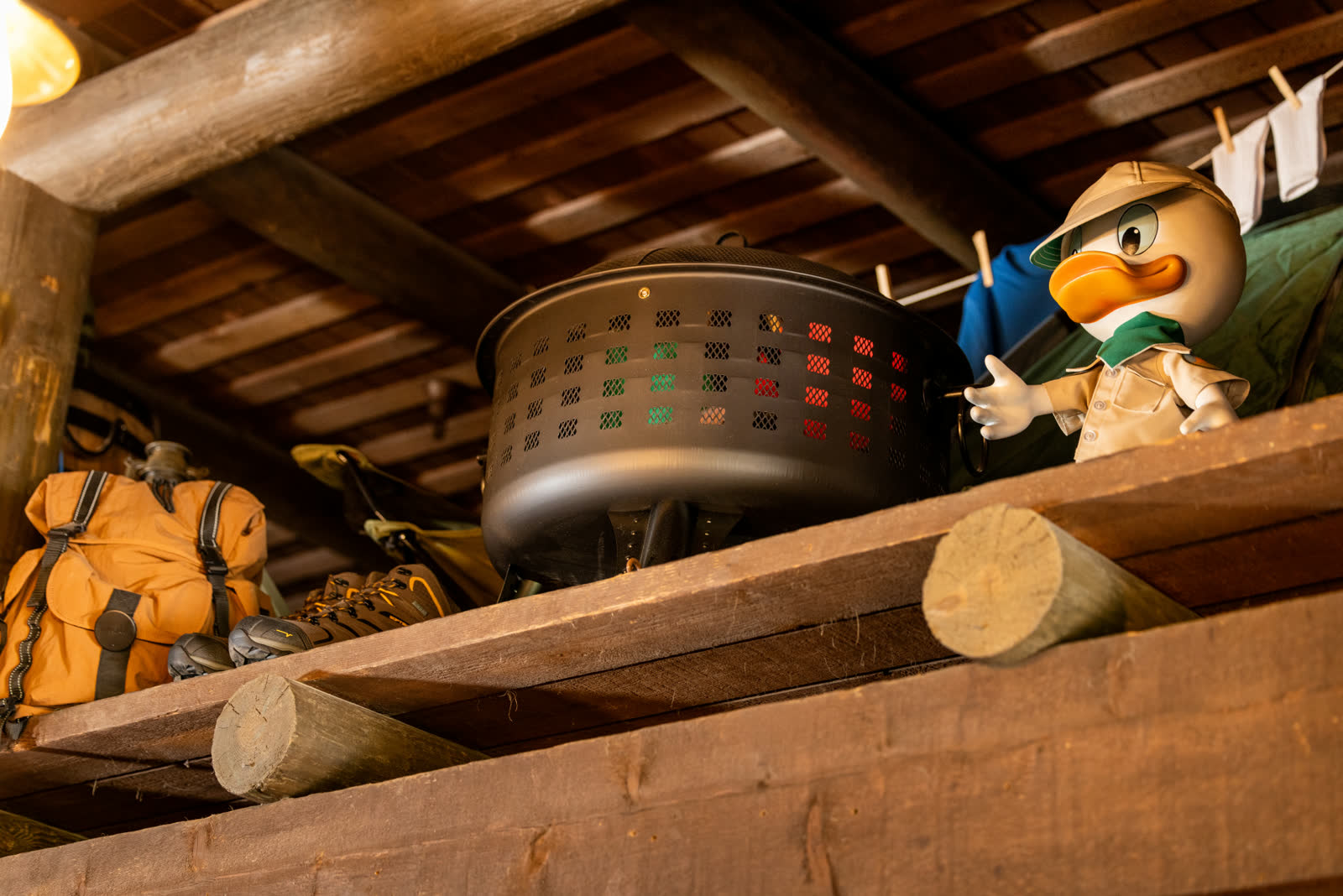 Rustic Mickey and friends artwork inside the Fort Wilderness lobby