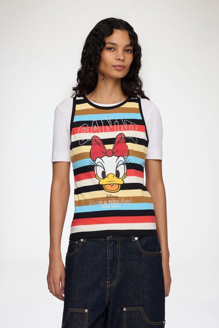 GANNI x Disney Daisy Duck striped tank top and baby tee