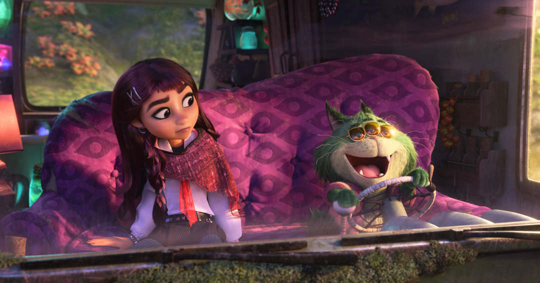 Billie rides beside Beef Roger Crummchuk in Disney Animation's Hexed