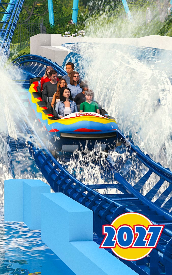 Holiday World 2027 Platinum Season Pass artwork showing a water coaster
