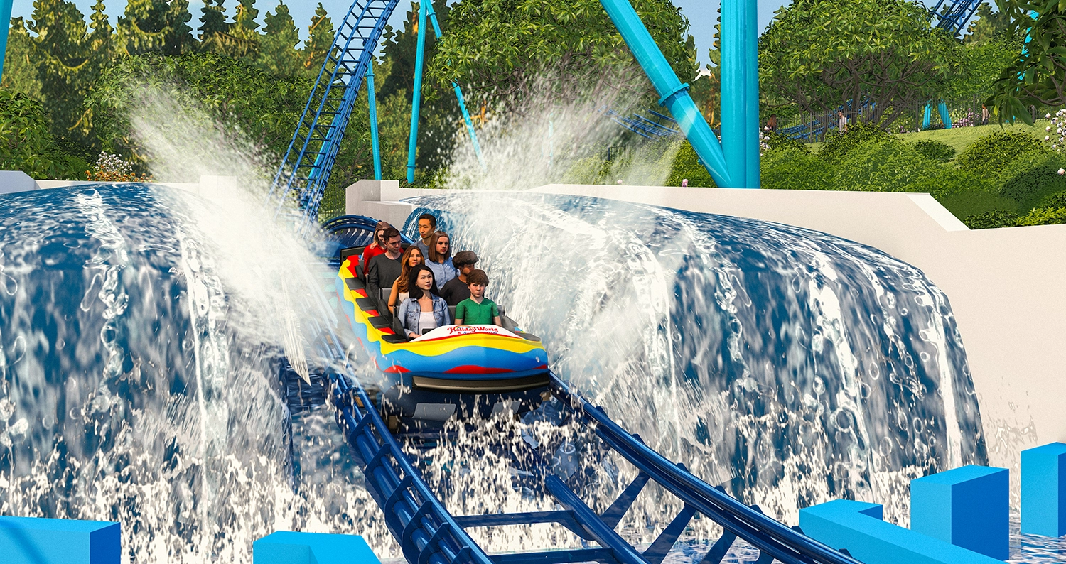 Official rendering of a low CANNONBALL! turn through landscaping