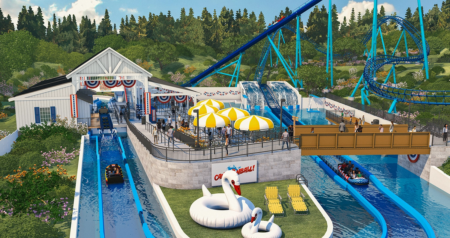 Official rendering of CANNONBALL! track over a water channel