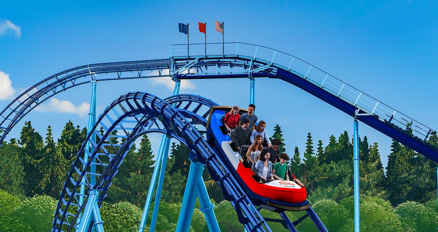 Official rendering of CANNONBALL! track curving through trees