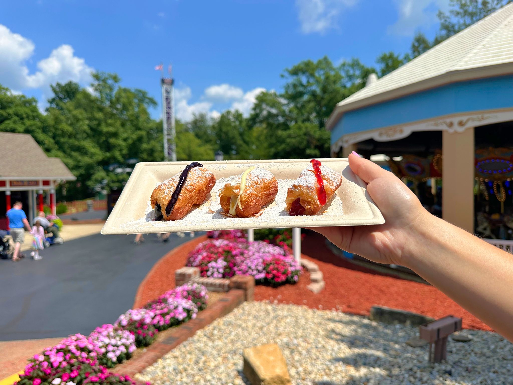 Three filled pastries served at Holiday World