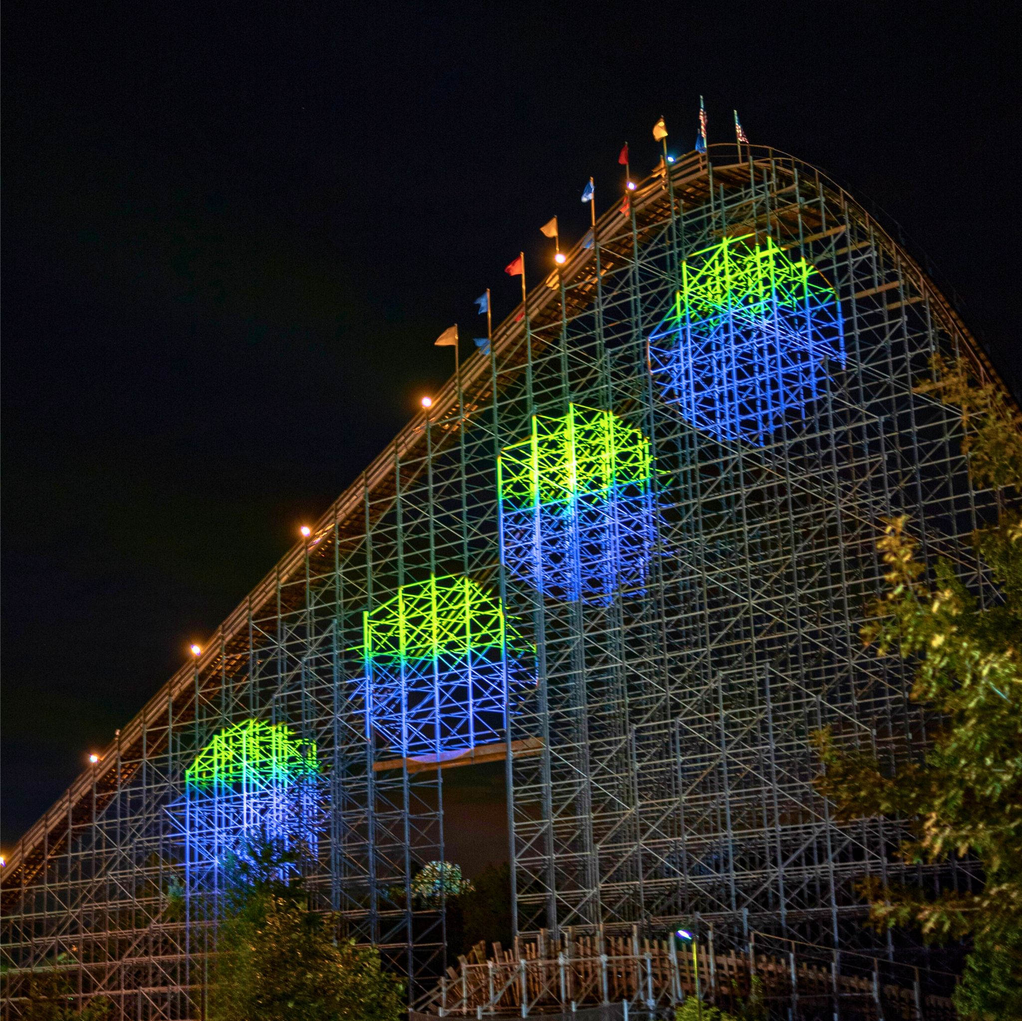 The Voyage wooden roller coaster at Holiday World