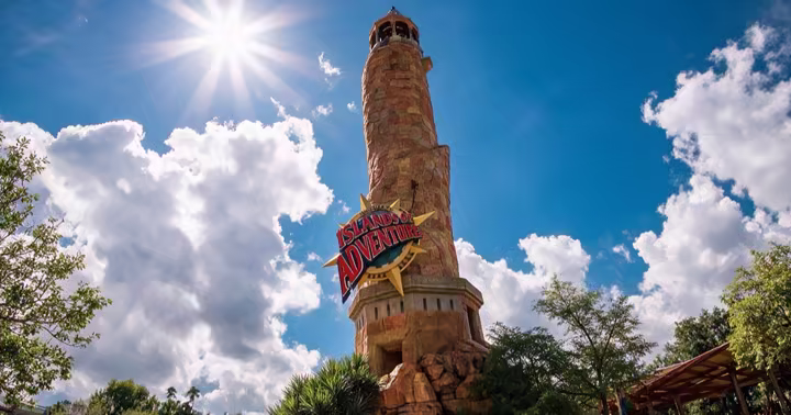 The lighthouse at the entrance to Islands of Adventure in Orlando