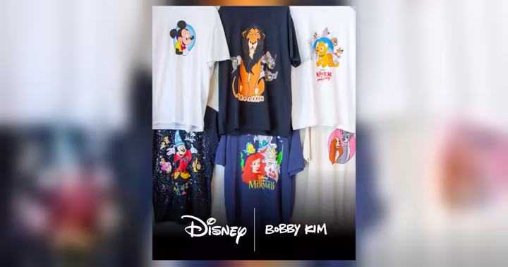 Disney and Bobby Kim T-shirts featuring Mickey Mouse, The Lion King, Oliver & Company, The Little Mermaid and other animated classics