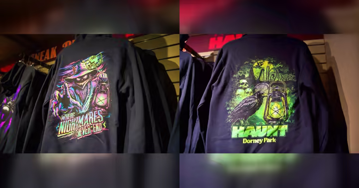 Two Dorney Park HAUNT hoodies from the Prestige Members merchandise preview