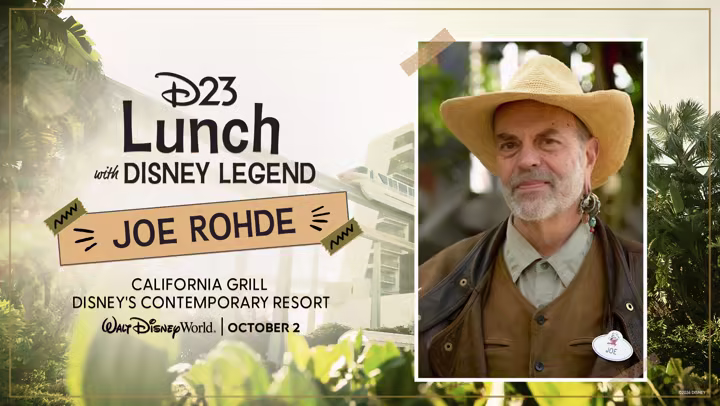D23 promotional graphic for a Joe Rohde lunch at California Grill on October 2