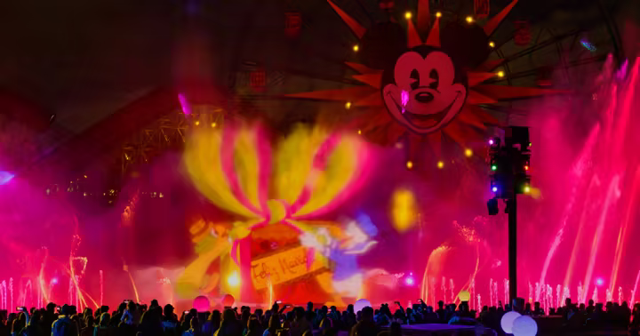World of Color fountains and holiday projection at Disney California Adventure