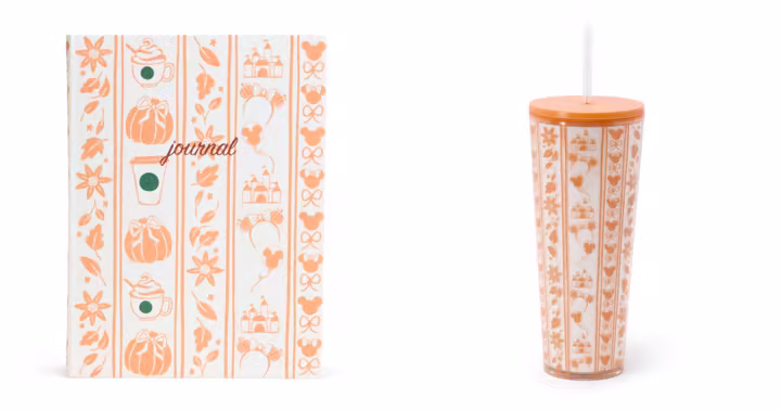 Disney Parks Starbucks Pumpkin Spice Latte journal and tumbler from Disney Store
