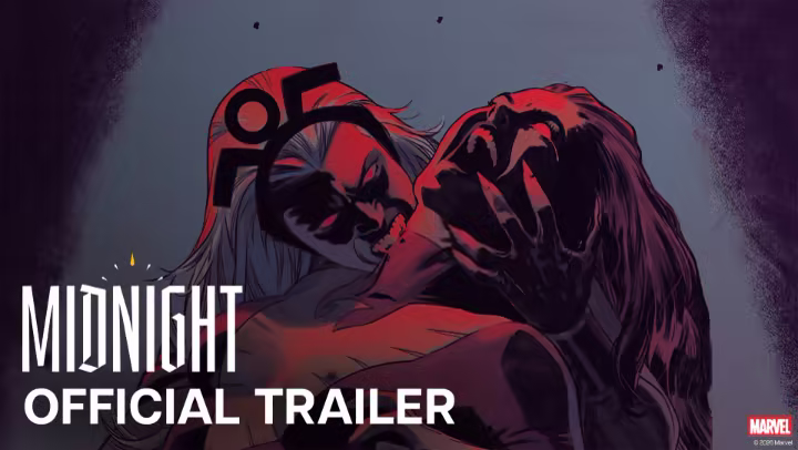 Marvel's Midnight official trailer image showing a monstrous figure beneath the Midnight logo