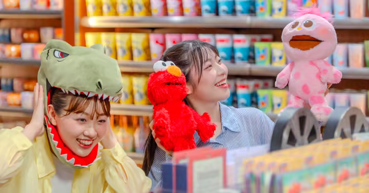 Guests and character merchandise inside a Universal Studios Japan shop