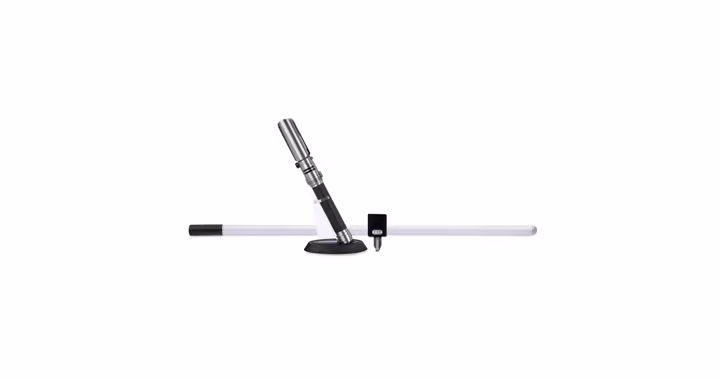 Cal Kestis color-changing Legacy lightsaber set with hilt, blade, stand and belt clip