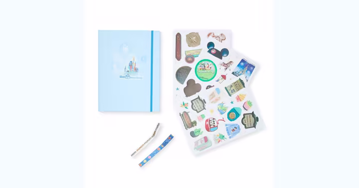 Walt Disney World junk journal with stickers and washi tape from Disney Store