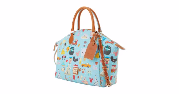 Disney Parks Dooney and Bourke satchel with a colorful park-inspired pattern