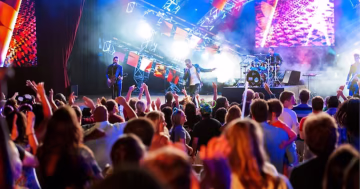 The Beach Boys perform for a crowd at the Eat to the Beat Concert Series