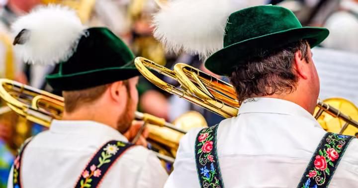 Musicians perform during Oktoberfest at Six Flags Great Adventure
