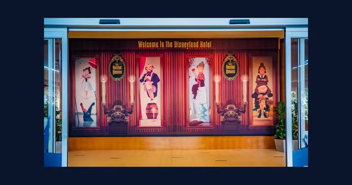 Archive photo: Disneyland Hotel Haunted Mansion lobby mural in 2021