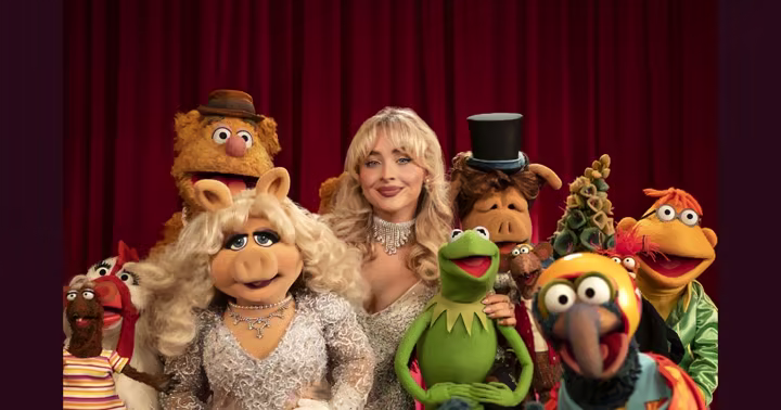 Sabrina Carpenter with the Muppets in Disney promotional photography for the 2026 special