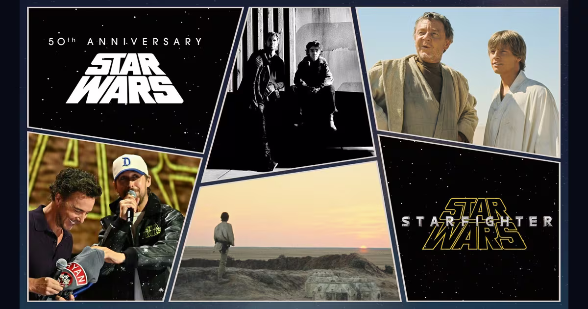 Star Wars 50th anniversary and Star Wars: Starfighter collage