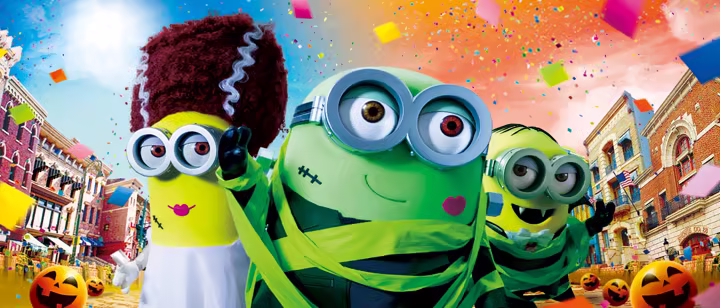 Official promotional image for Minions Belloween Greeting at Universal Studios Japan.
