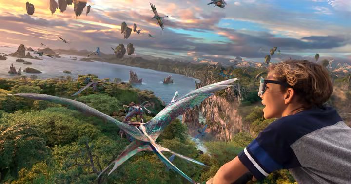 A guest rides Avatar Flight of Passage at Disney's Animal Kingdom