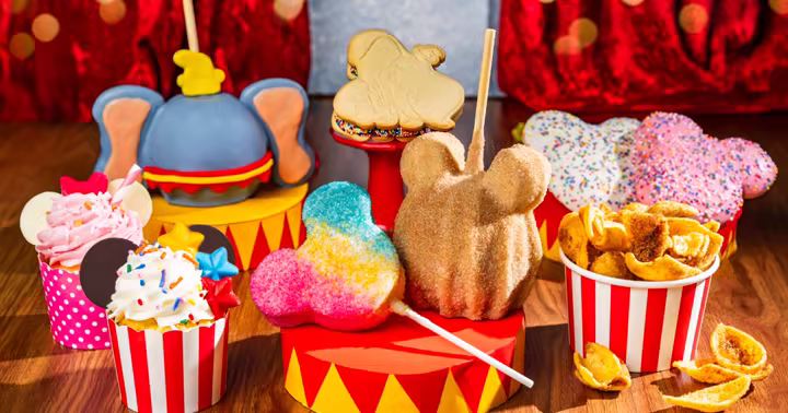 Circus-themed sweets and snacks displayed at Big Top Souvenirs in Magic Kingdom