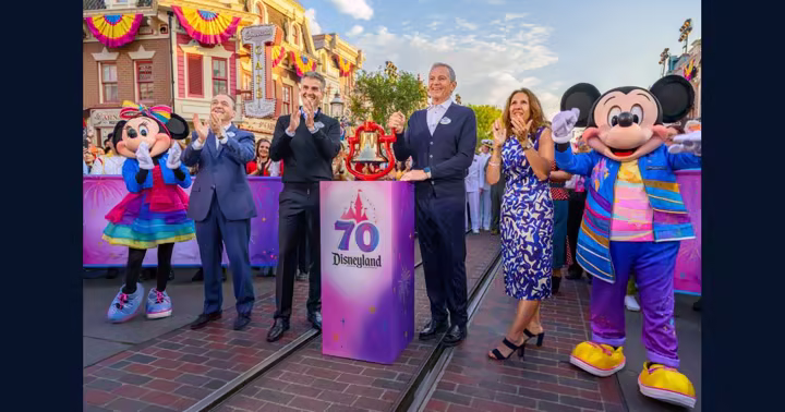 Bob Iger and Josh D'Amaro at Disneyland Resort's 70th anniversary celebration