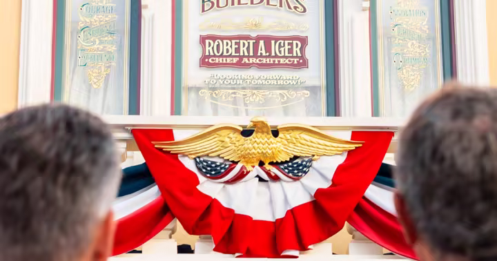 Bob Iger tribute window above the Emporium at Disneyland
