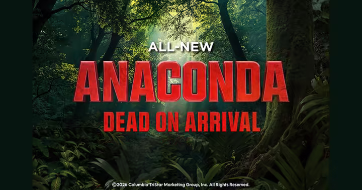 Anaconda: Dead on Arrival haunted house artwork in a dense jungle