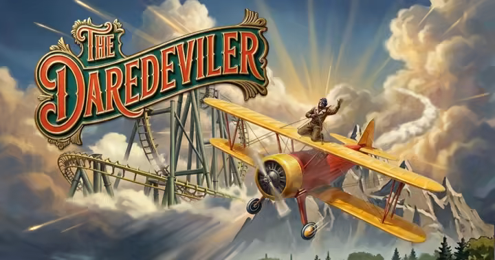The DareDeviler logo, biplane and roller coaster track in official Canada's Wonderland artwork