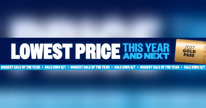 Carowinds 2027 Gold Pass sale banner showing the lowest price this year and next and a September 7 deadline