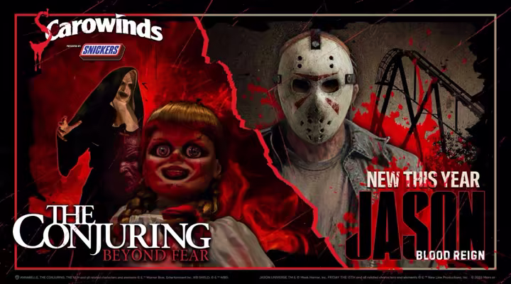 SCarowinds promotional graphic featuring The Conjuring: Beyond Fear and Jason: Blood Reign