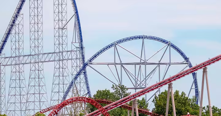 Roller coaster track fills the Cedar Point skyline