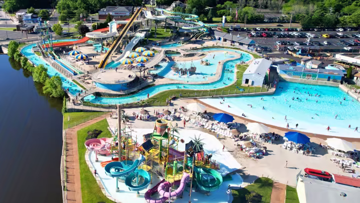 Official aerial photo of Clementon Park and Splash World during an operating season.