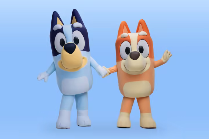 Bluey and Bingo standing together for Walt Disney World's Cool KIDS' SUMMER