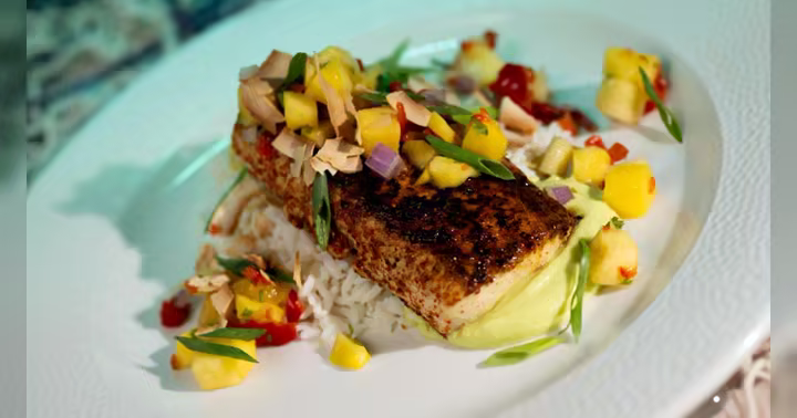 Mahi mahi dish from Coral Reef Restaurant at EPCOT
