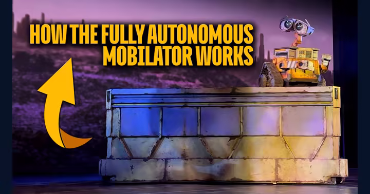 WALL-E riding the autonomous Mobilator during Remember: A Disney and Pixar Stage Show