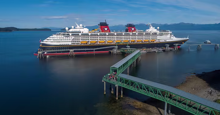 Disney Wonder docked at Icy Strait Point in Alaska