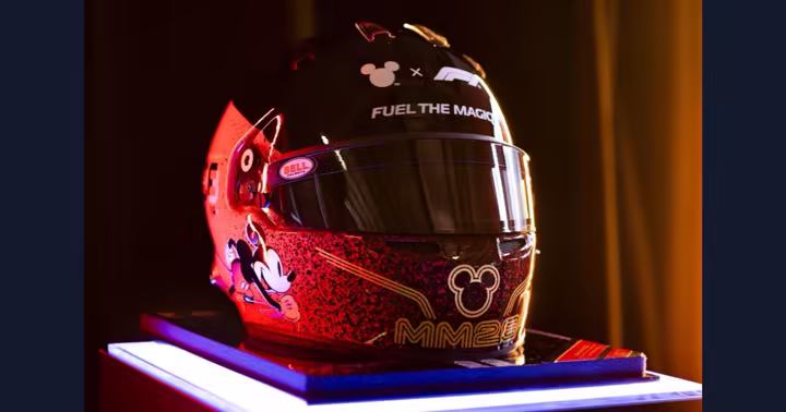 Mickey Mouse Formula 1 racing helmet created for Make-A-Wish International