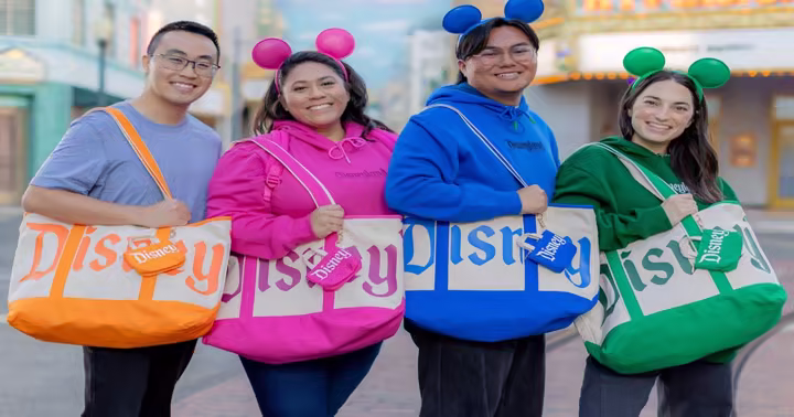 Disney Parks Logo Mania Collection hoodies, totes, wristlets, and Mickey ear headbands