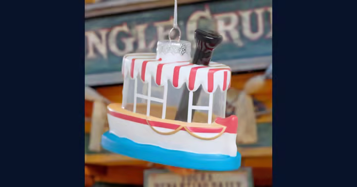 Jungle Cruise boat ornament from Disney Store's July 6 Disney Parks attraction ornament preview