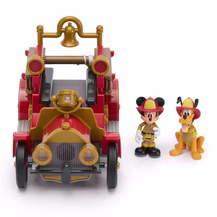 Mickey Mouse and Pluto with the Main Street Fire Truck toy